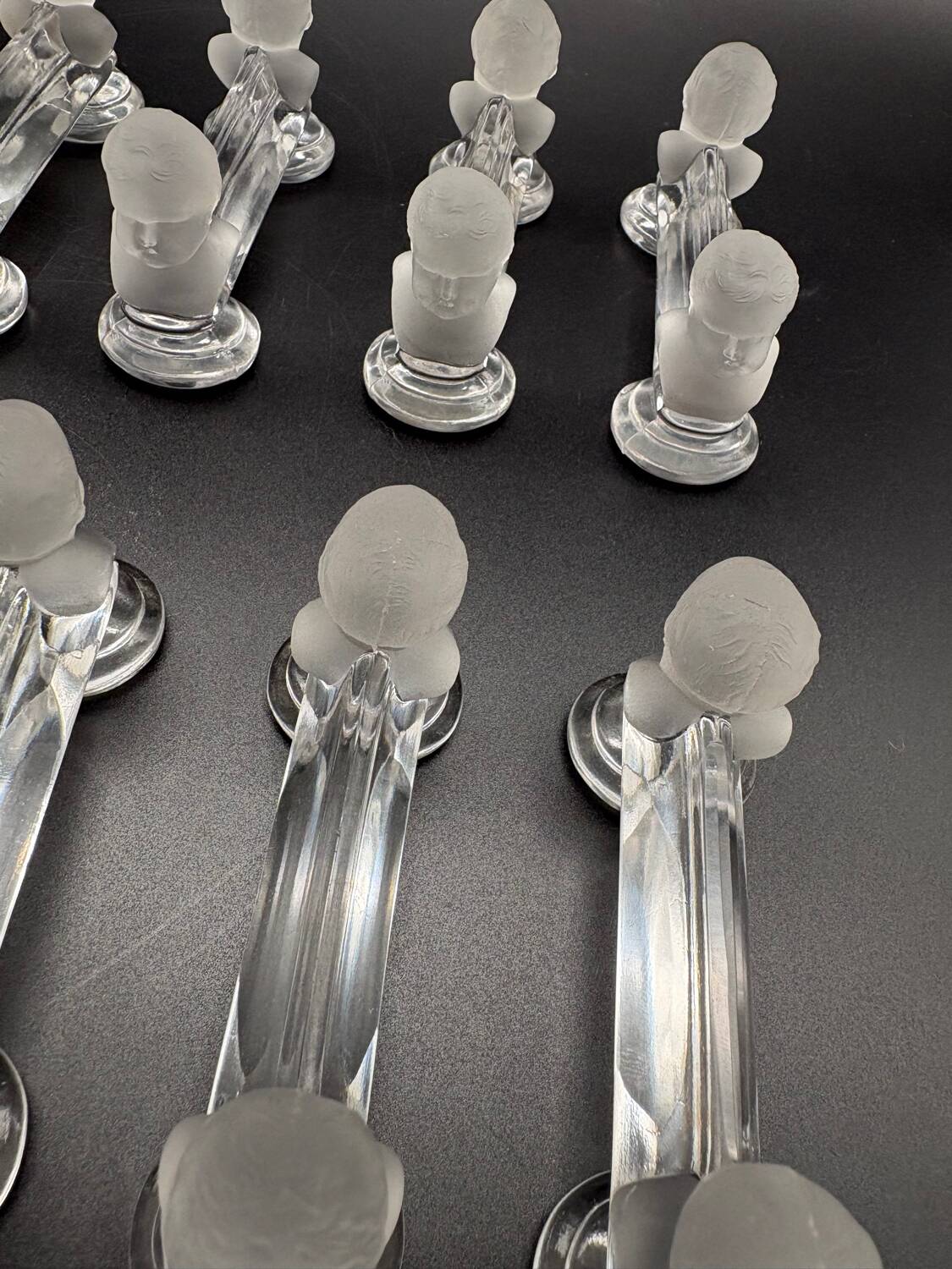 12 Baccarat crystal knife holders, Houdon model, 19th century.