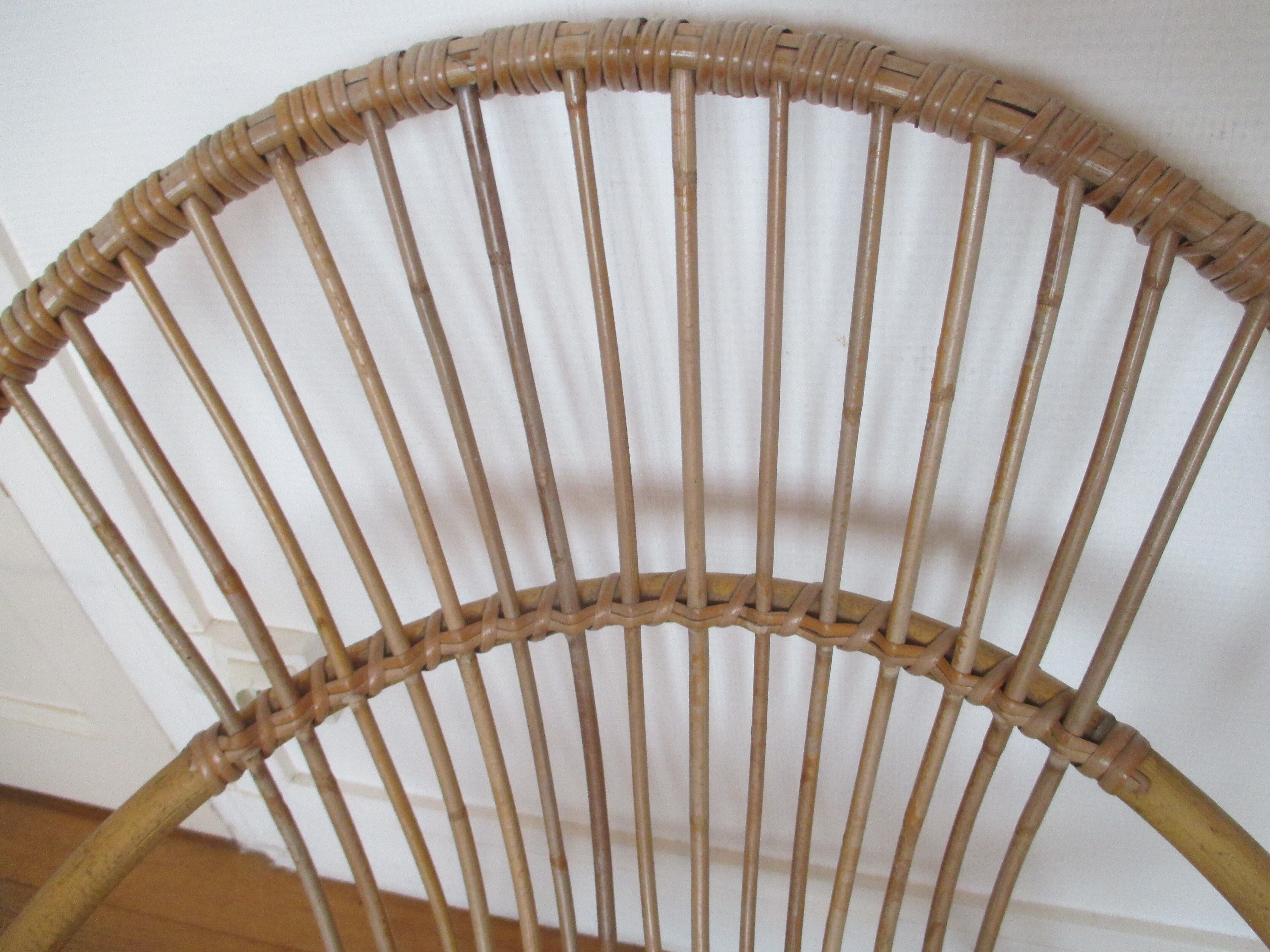 Shell armchairs in rattan and metal year 60