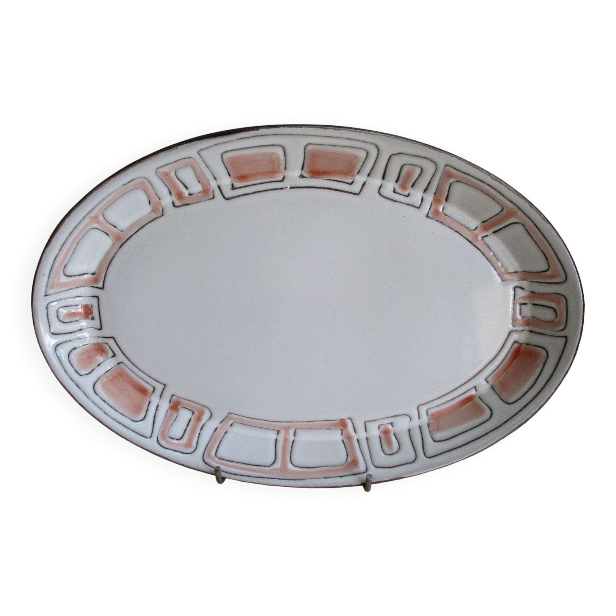 Oval serving dish in niderviller stoneware.vintage mesh model