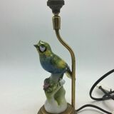 Bronze lamp and bird porcelain signed EC