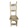 Chaise en bois enfant blanche et fleurie peinte à la main