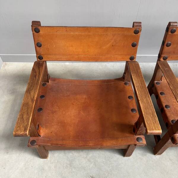 Ensemble de fauteuils brutalistes espagnols, années 1960.