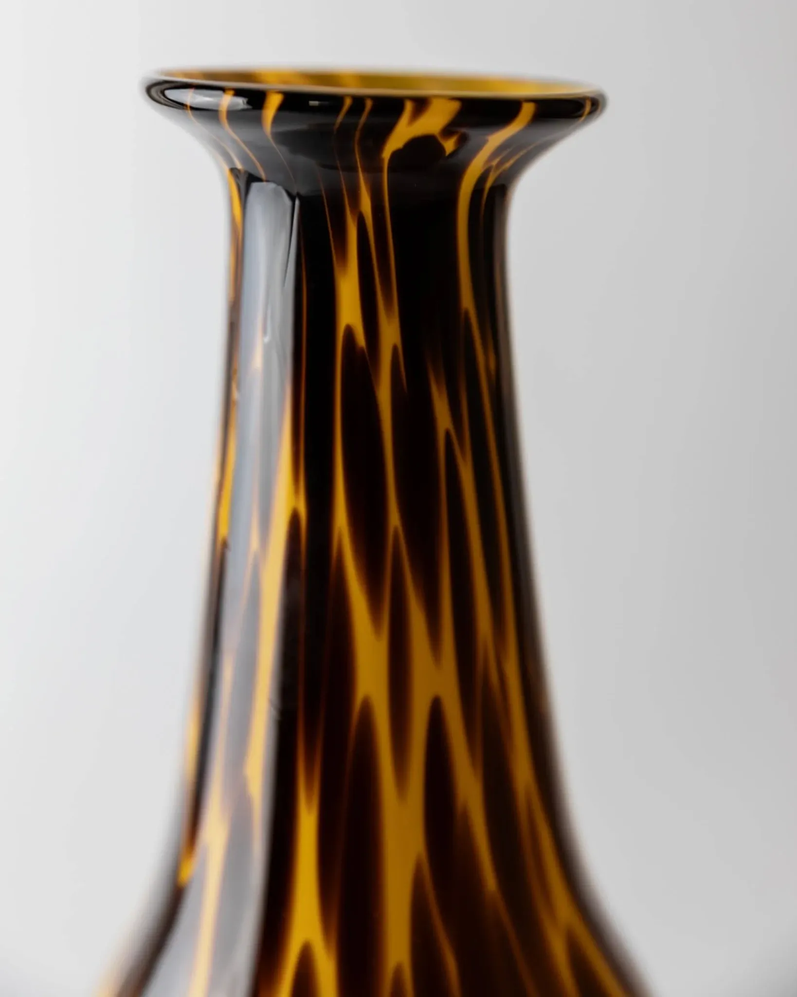 Vintage Murano glass vase from the 1990s, yellow art glass with brown spots, postmodern Italian design, sculptural flower vase, elegant gift idea.