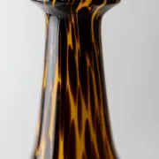 Vintage Murano glass vase from the 1990s, yellow art glass with brown spots, postmodern Italian design, sculptural flower vase, elegant gift idea.