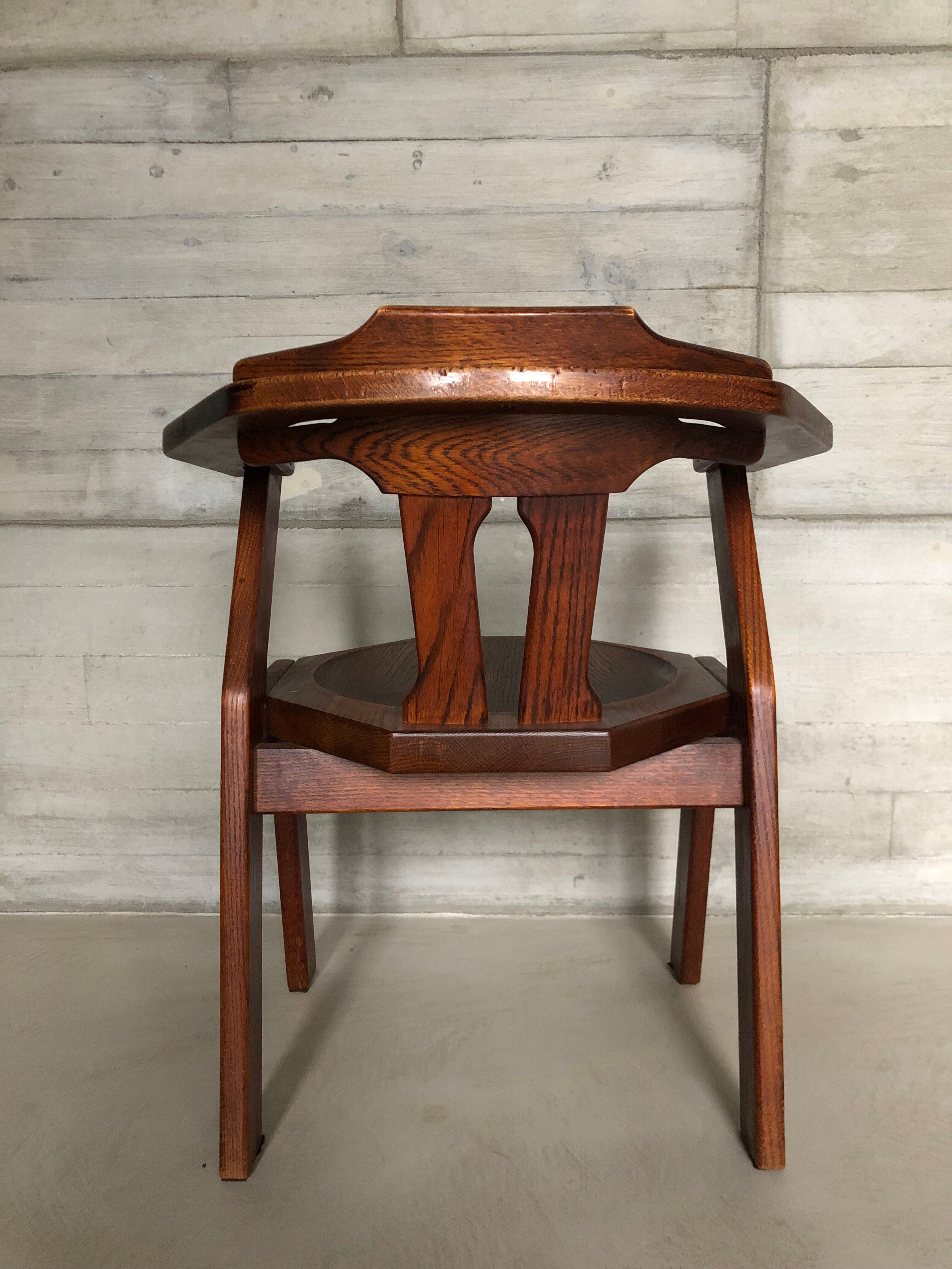 Set of 4 brutalist dutch oak chairs