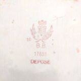 Old Spice Pot SUCRE in blue and white enamelled sheet metal with stripes + a garland of roses