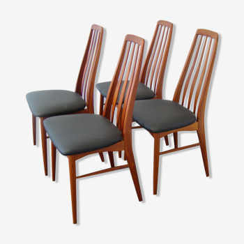 Suite de 4 chaises en teck par Niels Koefoed modèle Eva