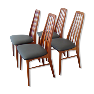 Suite de 4 chaises en teck par Niels Koefoed modèle Eva