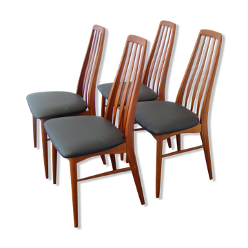 Suite de 4 chaises en teck par Niels Koefoed modèle Eva