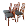 Suite de 4 chaises en teck par Niels Koefoed modèle Eva