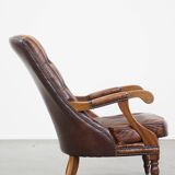 Fauteuil chesterfield en cuir de vache anglais