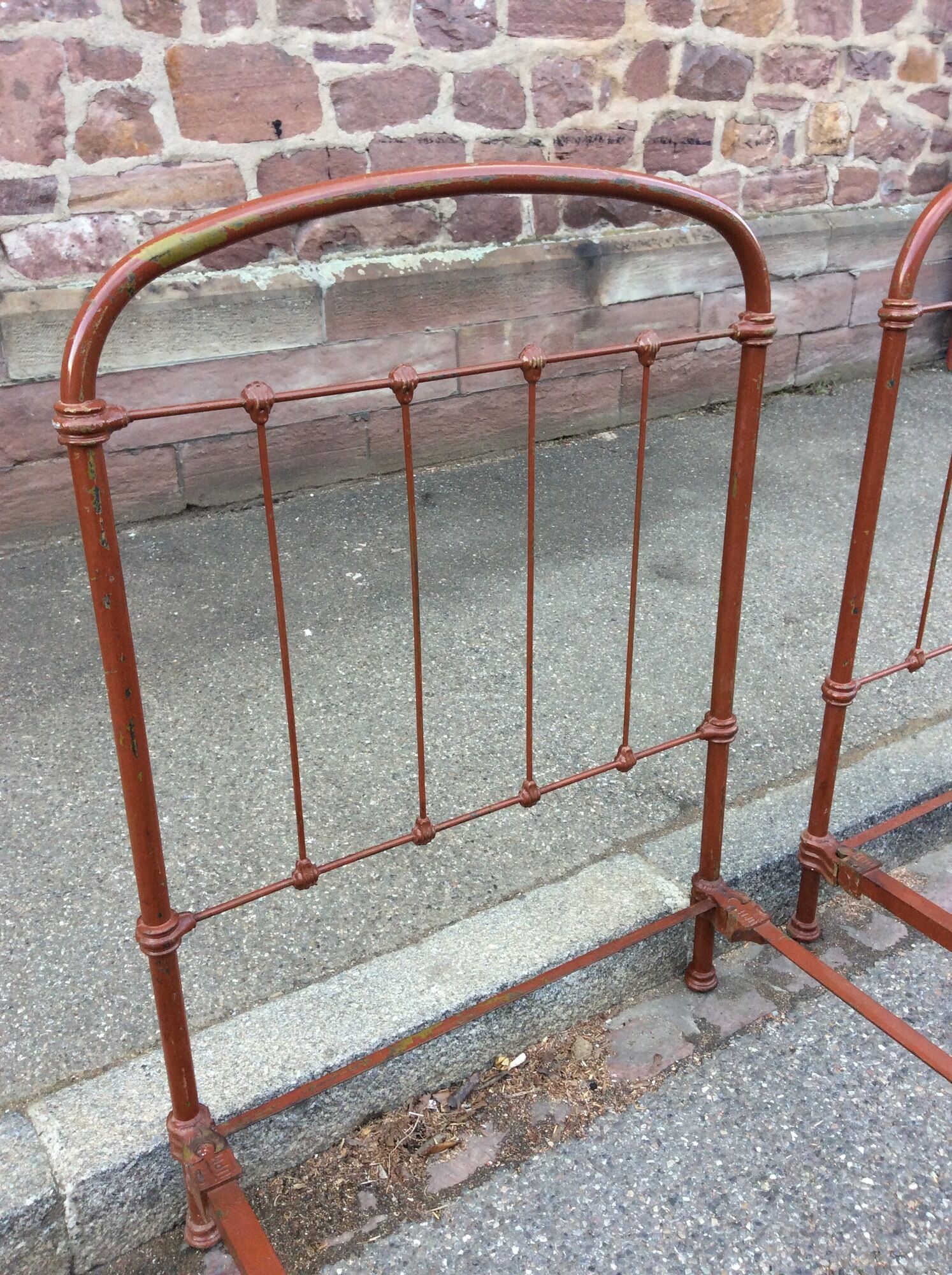 Pair of vintage in wrought iron bed heads 1920
