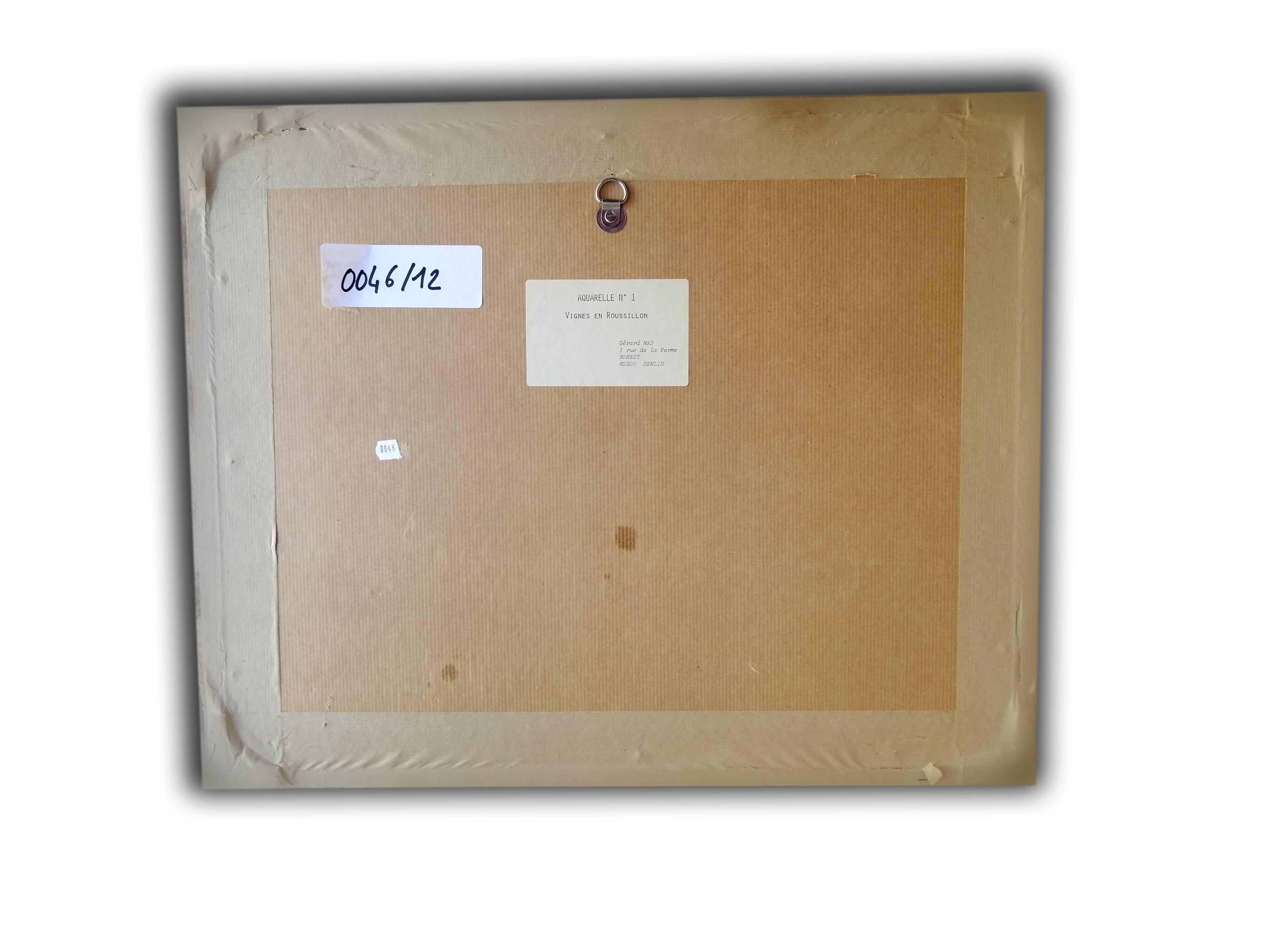 Painting Landscape of Roussillon in watercolor signed.