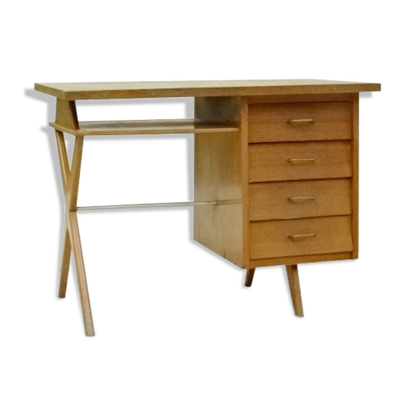 Vintage 1950 crossed  and compass legs desk