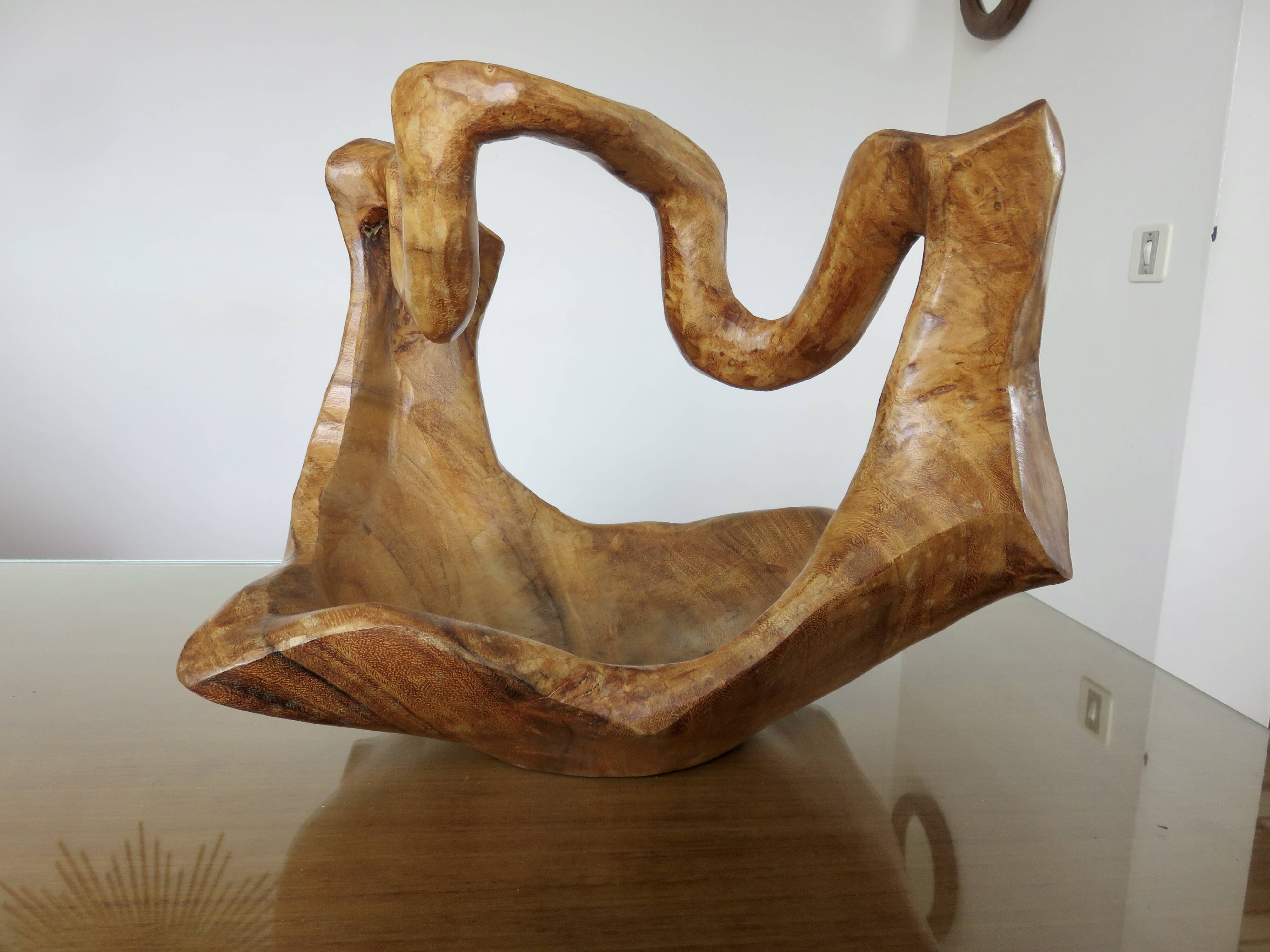 Very large olive wood fruit bowl, 1970, unique item.