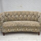 1970s, Danish 3 seater curved sofa, original multicolor furniture fabric.