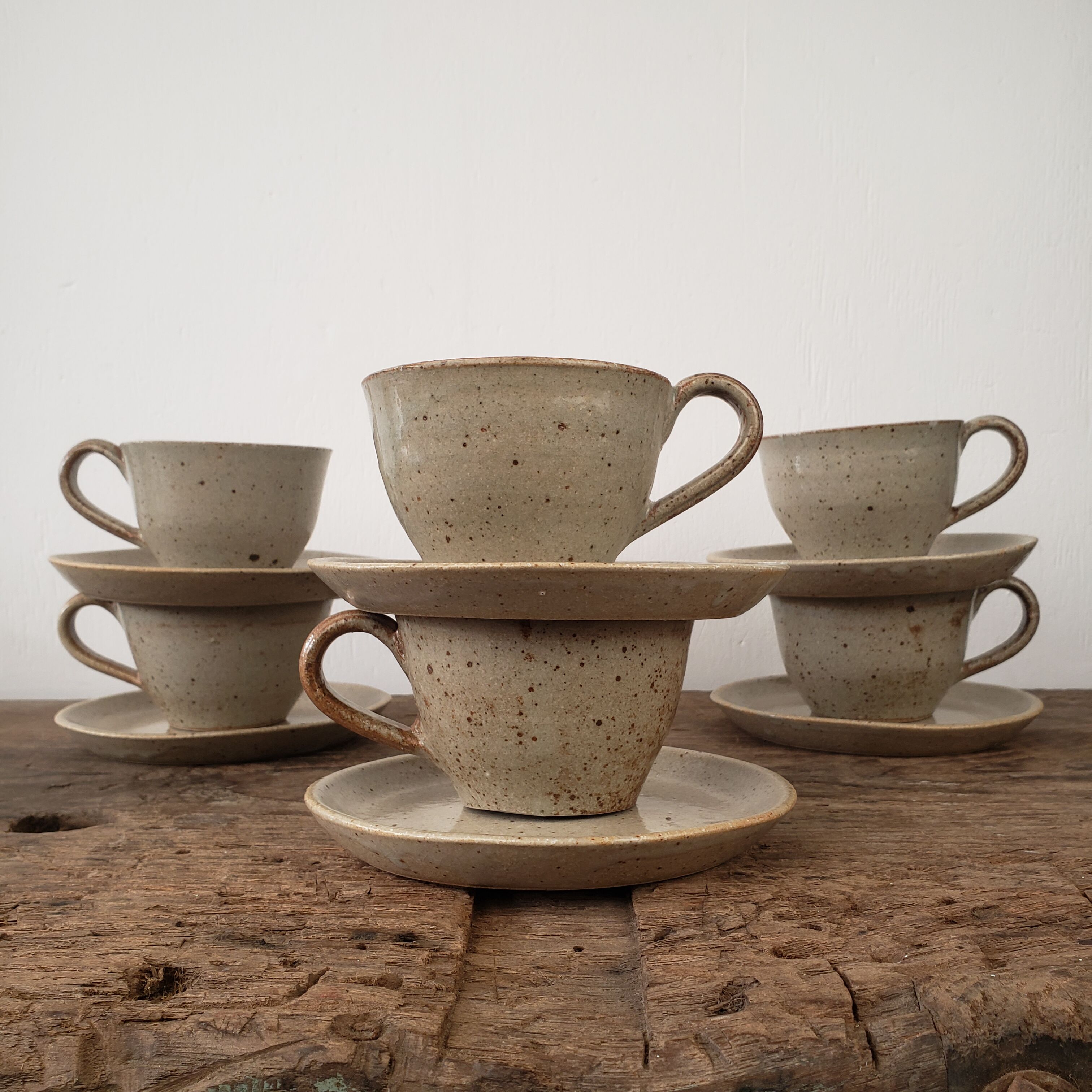 Gray stoneware cups