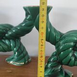 Two art deco ceramic candlesticks