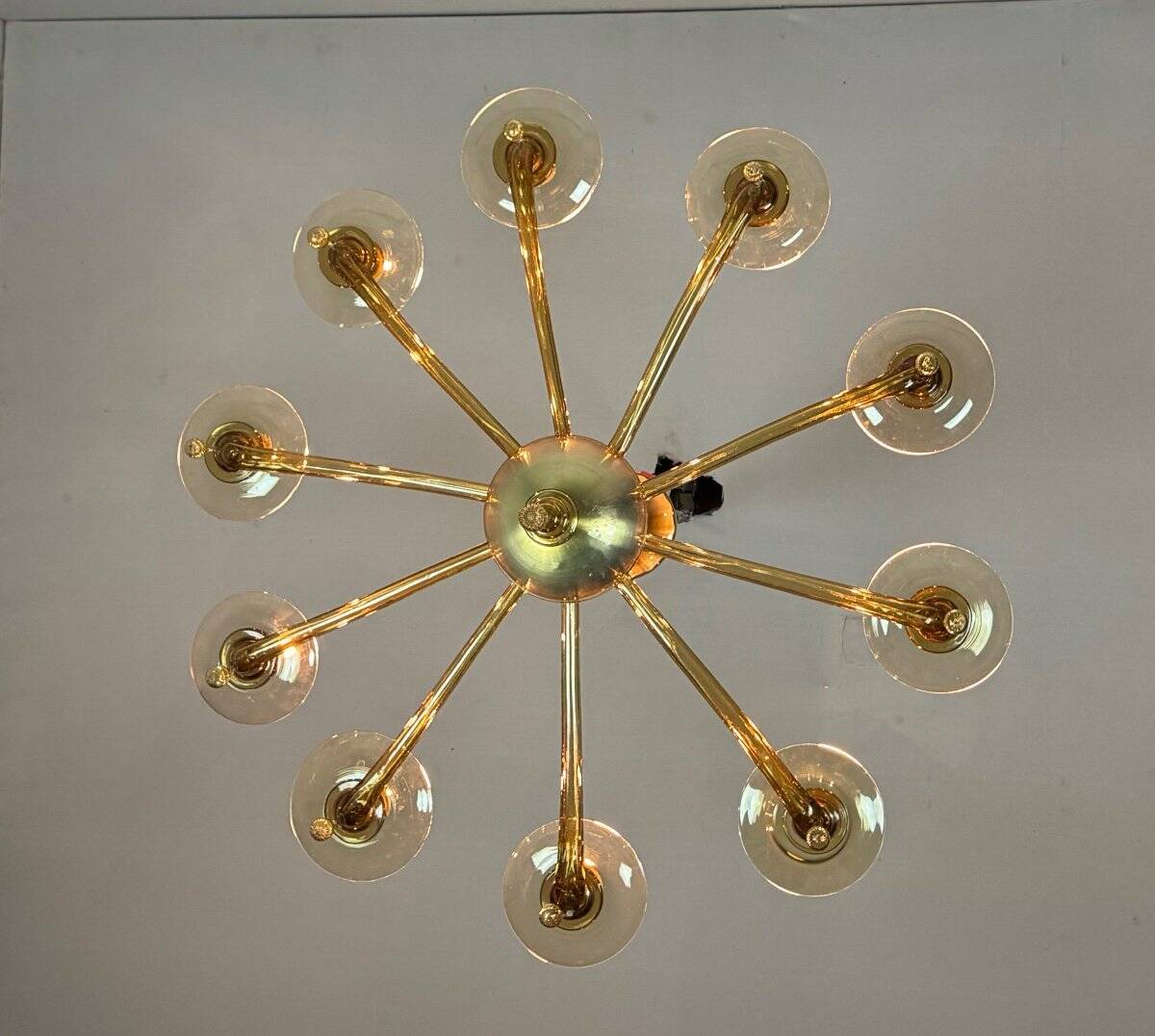 Venetian chandelier in mordoré murano glass by venini circa 1940