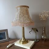 chic retro lamp in gold brass, pagoda lampshade imitation leather
