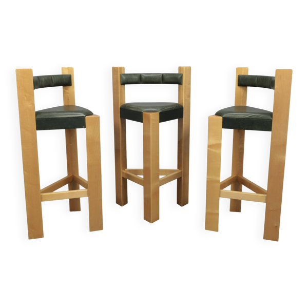 Tabourets de bar postmodernes uniques (ensemble de trois), années 1990