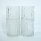 4 Hoya Mikasa Frostfire Molded Glass Whiskey Glasses, 1980s