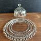 Vintage glass cheese dome with its plate, 1950s.
