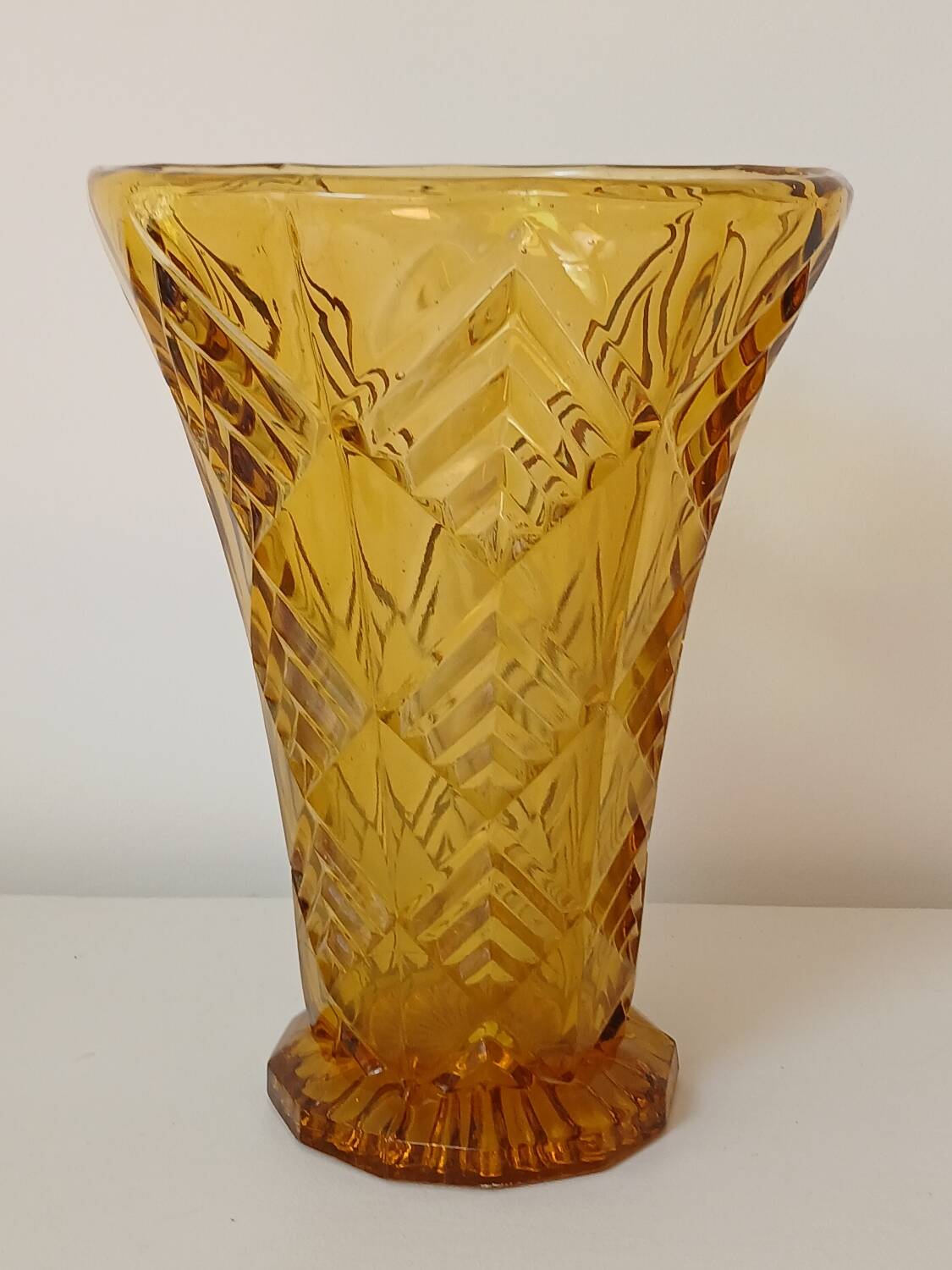 Amber yellow glass vase