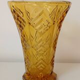 Amber yellow glass vase