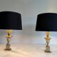 Pair of palm lamps in chrome and brass in the style of Maison Charles. Circa 1970.