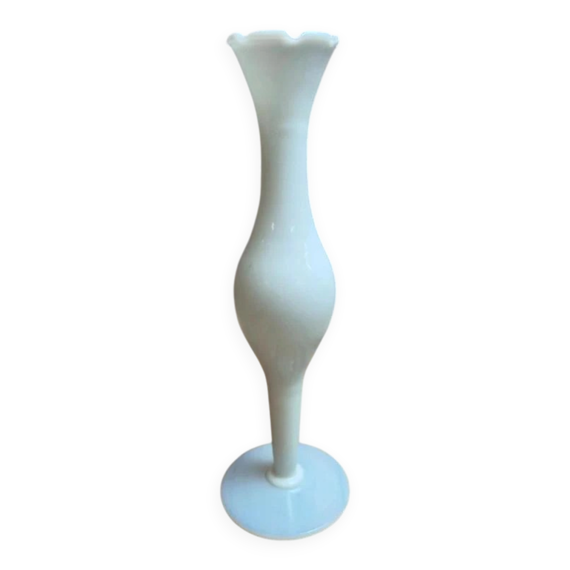 Petit vase soliflore en opaline blanche – Élégance vintage