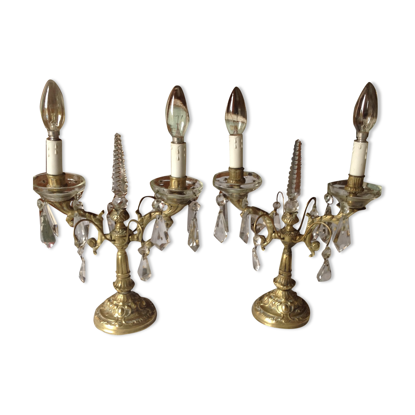 Pair of bronze girandoles circa 1940