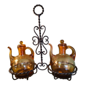 Huilier vinaigrier verre brun