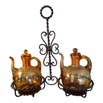 Brown glass vinegar cruet