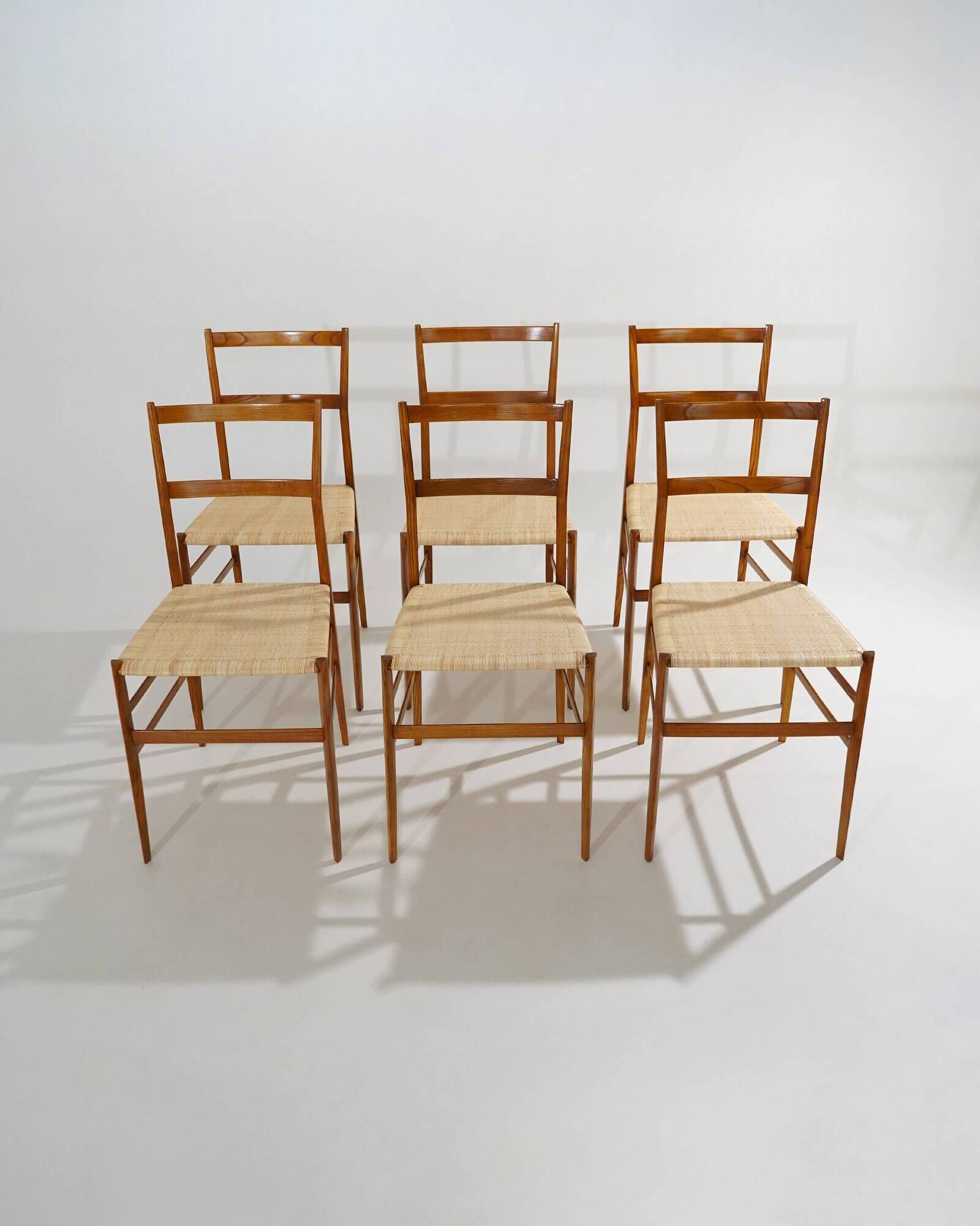 6 Superleggera dining chairs by Gio Ponti for Cassina, 1970’s