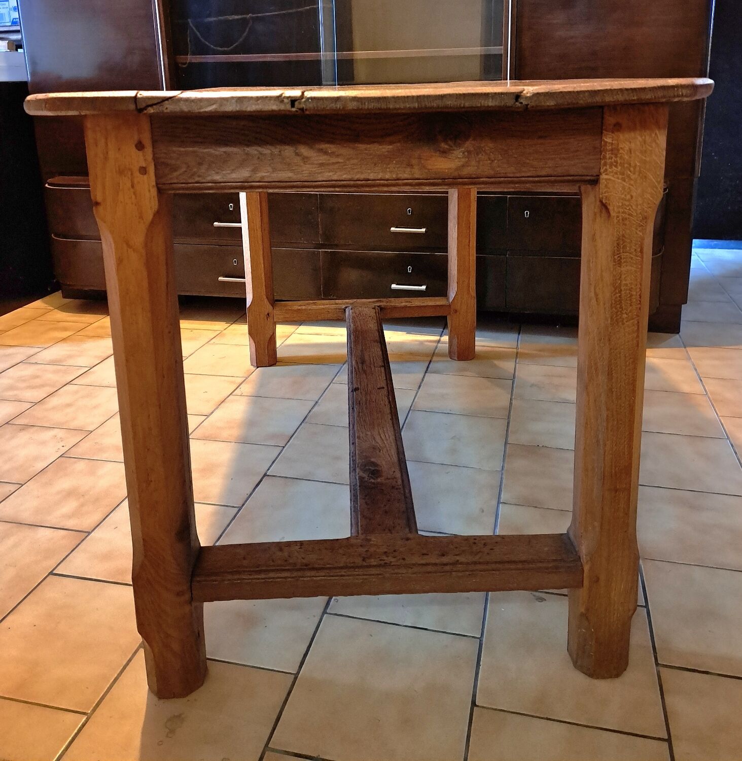 19th century farm table in solid oak