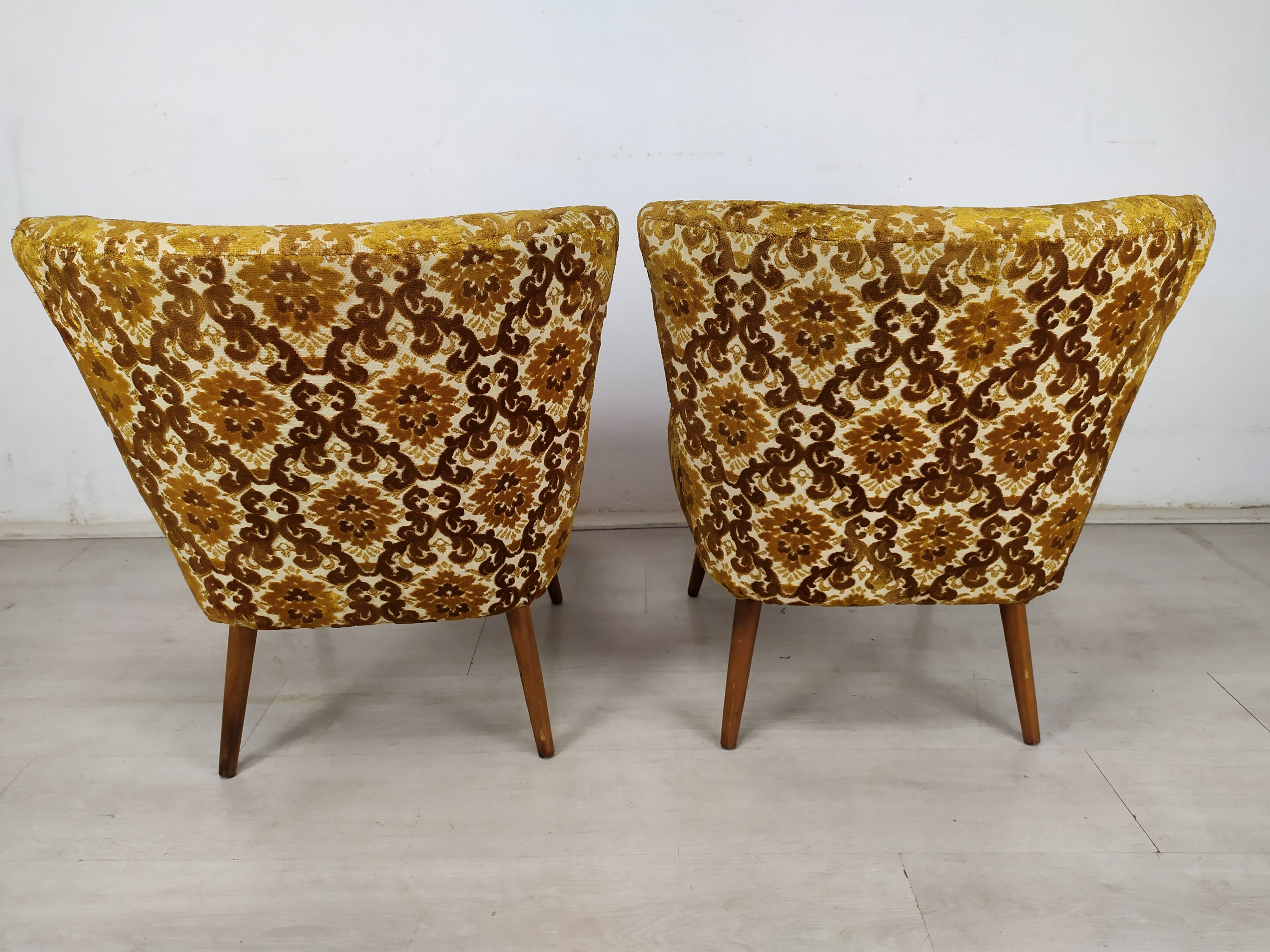 Bench and 2 vintage cocktail armchairs