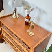 Commode bois et rotin vintage
