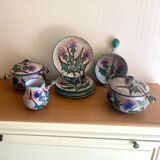 Service en ceramique vallauris 60s decor chardons