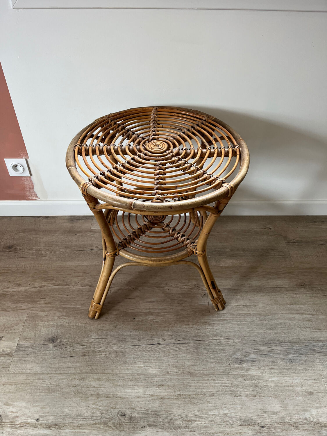 Rattan side table