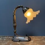 Antique art nouveau table lamp with frosted glass shade
