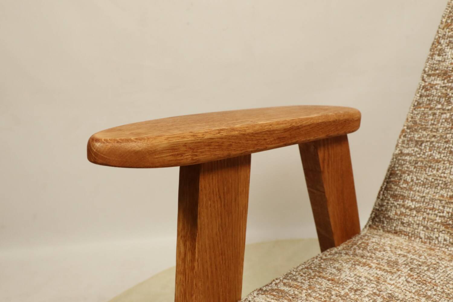 Vintage armchair brown granola oak wood design by Chierowski 366
