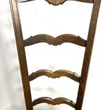 Antique wooden and straw nurse's chair - openwork backrest with bars c