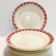 5 earthenware plates burgundy décor, kitchen
