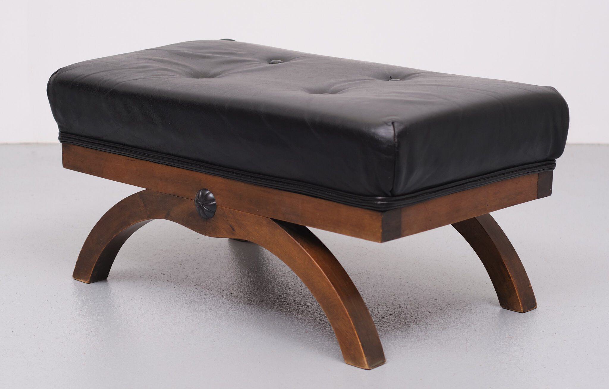 Black Leather Ottoman 1920s England