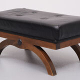 Black Leather Ottoman 1920s England