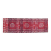Tapis couloir en laine fait main turc Oushak vintage des années 1970 rose rouge 89X265