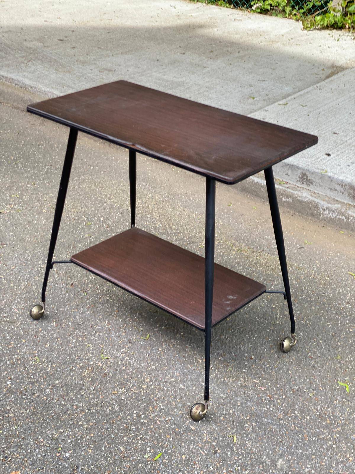 Desserte scandinave vintage en bois et acier