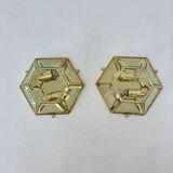 Set of 2 hexagonal wall lamps by Sothis, Italy 1980s
