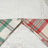 Set of 6 napkins in green and red linen